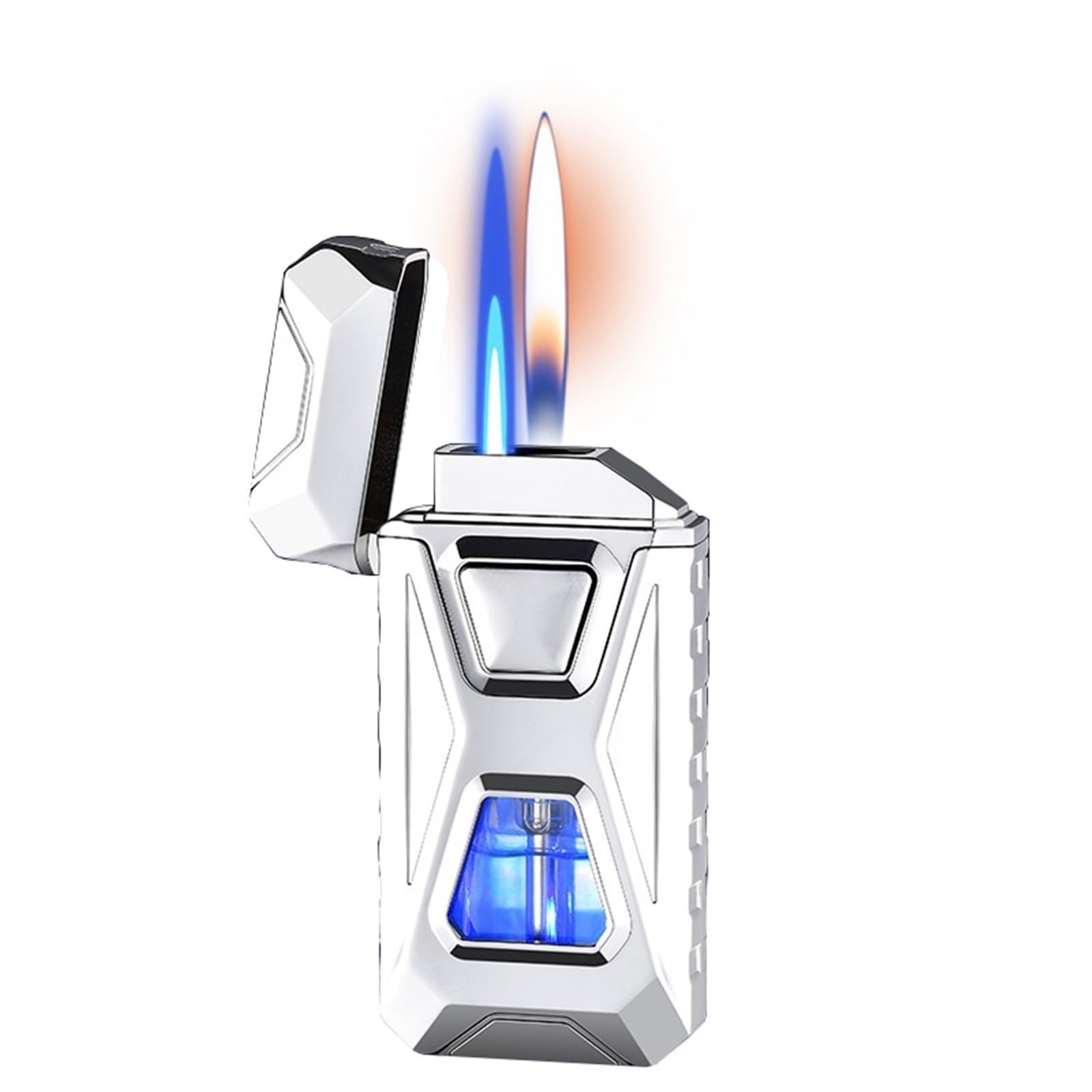 Briquet intelligent fini les pannes avec la fenêtre à gaz transparente et double flamme jet