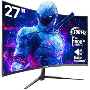 Gawfolk Curved Monitor 27 Zoll 100Hz, PC Bildschirm mit Lautsprecher 1080P, 1800R 75Hz Computerbildschirm mit Eye Care Technologie HDMI DP, unterstützt VESA