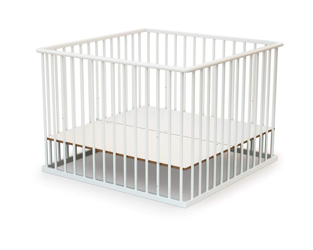 WEBABY - Parque madera fijo de 100 x 100 Blanco
