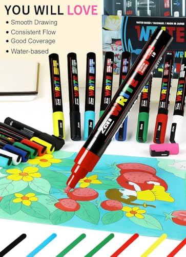 Image of Acrylic Paint Markers Brush Tip, Vivid Colors with Direct-Liquid Ink System, Professional-Grade Paint Pen for Rock Painting, Canvas, Glass, Plastic, Fabric & Creative Crafts (16)