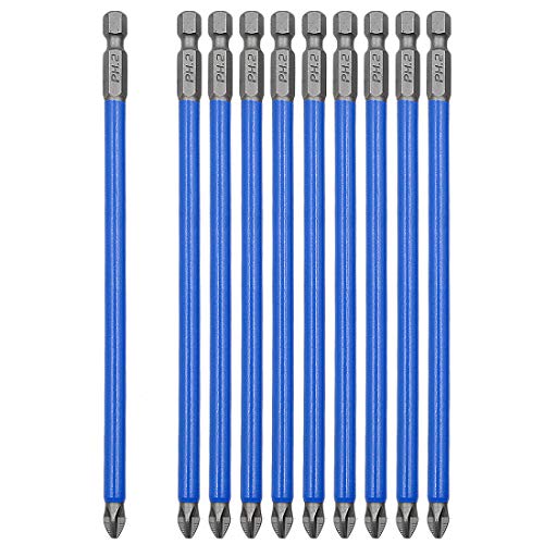 Cyful 10pcs Alloy Steel Anti Slip 6 Inch Long Phillips PH2 Screwdriver Bits Set (PH2 x 150MM)