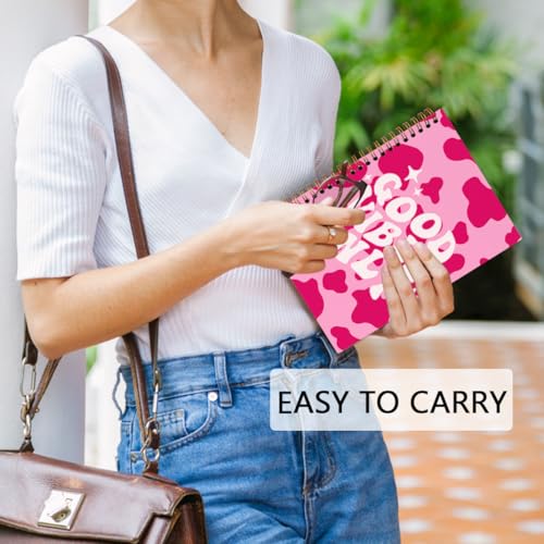 Carnet à spirales rose Good Vibes Only, cahier de notes A5 preppy