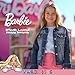 Barbie Girl's Button Up Jean Jacket - Fashion Denim Jacket with Pink Convertible Car Design for Kids (Deep Blue, Size 5/6)