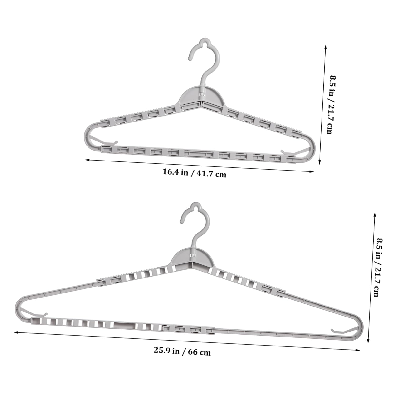 MUCKLILY 4 Pcs Retractable Hangers for Clothes Extra Wide Suit Skirt Hangers Foldable Multi Functional Drying Rack Grey Clothes Organizer for Quilts Towels Blankets