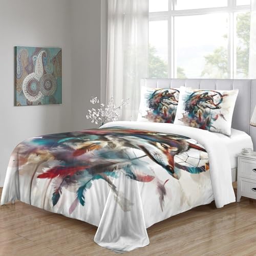 Housse de couette loup 220x240 cm avec 2 taies d'oreiller en microfibre - 5