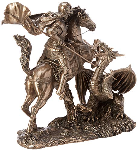 Design Toscano WU73533 St. George Slaying the Dragon Sculpture in Faux Bronze