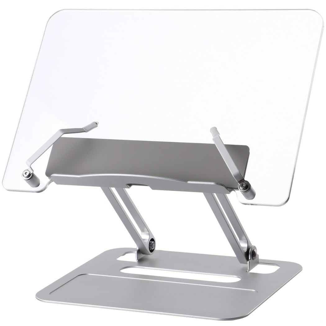 Generic Aluminiowy składany stojak na laptopa, regulowany kąt wysokości, stojak na książki do czytania, przenośny uchwyt na książkę kucharską do biura, przepisów, kuchni, podręcznika, czasopisma