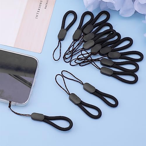 Cobee Finger Lanyard Small Handschlaufe,Verstellbare Finger Wrist Neck Lanyards Nylon Fingerschlaufe Tragbare Finger Lanyard Handschlaufe für Handy, Kamera, Schlüssel, USB Sticks (4,7 Zoll) (Schwarz)