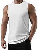 JMIERR Herren Tank Top Weiß Muscle Shirt Ärmellos Funtionsshirt Slim fit Gym Unterhemd Sport T-Shirt Activewear L