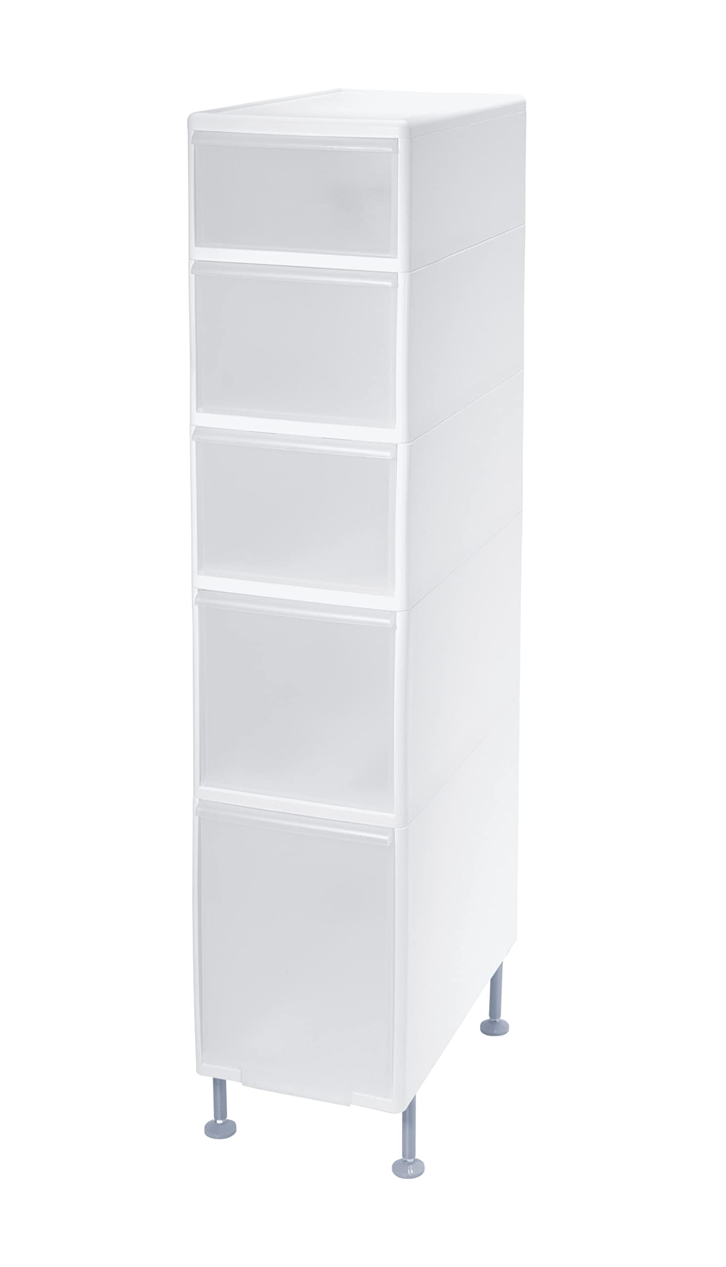 Like-IT Laundry Storage Gap Drawer Wide 5 Tiers (with Adjuster) Approx. Width 10.6 x Depth 18.3 x Height 45.1 inches (27 x 46.5 x 115.3 cm), White, Made in Japan MS-1121A, Washing Machine, Horizontal