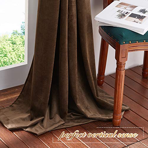 Nicetown Thermal Insulated Brown Velvet Curtains, Sound Reducing Heavy Matt Solid Room Darkening Drapes/Panels For Holiday (2 Panel Per Pack, 84 Inches Long) #TOP6