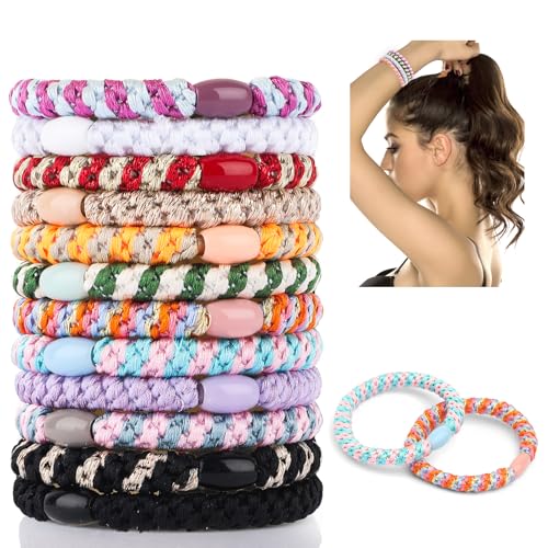 Haargummi, 12 Stück Haargummis Damen, Elastisch Zopfgummi, Stylisch Pferdeschwanz Inhaber für Damen und Mädchen(12 mix color)