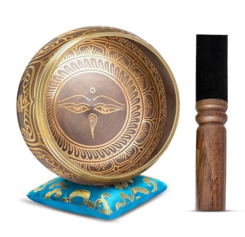 Tibetan Singing Bowl Set - Easy To Play Authentic Handcrafted For Meditation Sound Chakra Yoga...