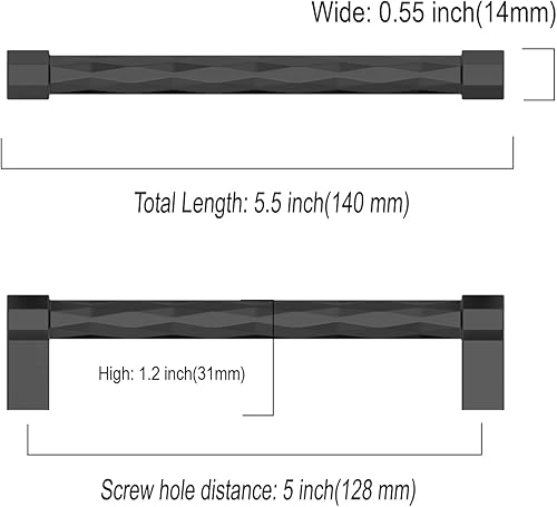 Miniatura 3 de Asidrama Paquete de 10 tiradores de gabinete negro mate de 5 pulgadas (5.039 in) manijas de gabinete, manijas de armario, accesorios de gabinete de