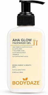 BODYDAZE AHA GLOW Face Wash Gel | Gentle Exfoliating Cleanser | Brightens Skin | For All Skin Types | Women & Men - 100ml Price In India