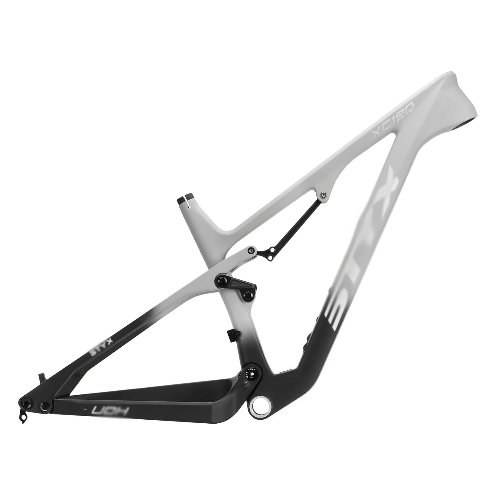 KLWEKJSD 29er Soft Tail Suspension Frame Disc Brake Mountain Bikes Frame Thru Axle 12 * 148mm Carbon Fiber DH/XC Frame Internal Routing BSA73 (Color : Black Gray, Size : 29'')