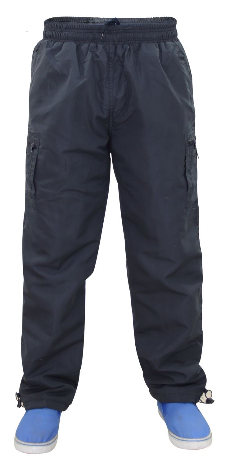 MENS CARGO THERMAL FLEECE LINED COMBAT PANTS TROUSER JOGGING BOTTOMS JOGGERS[Navy,L]