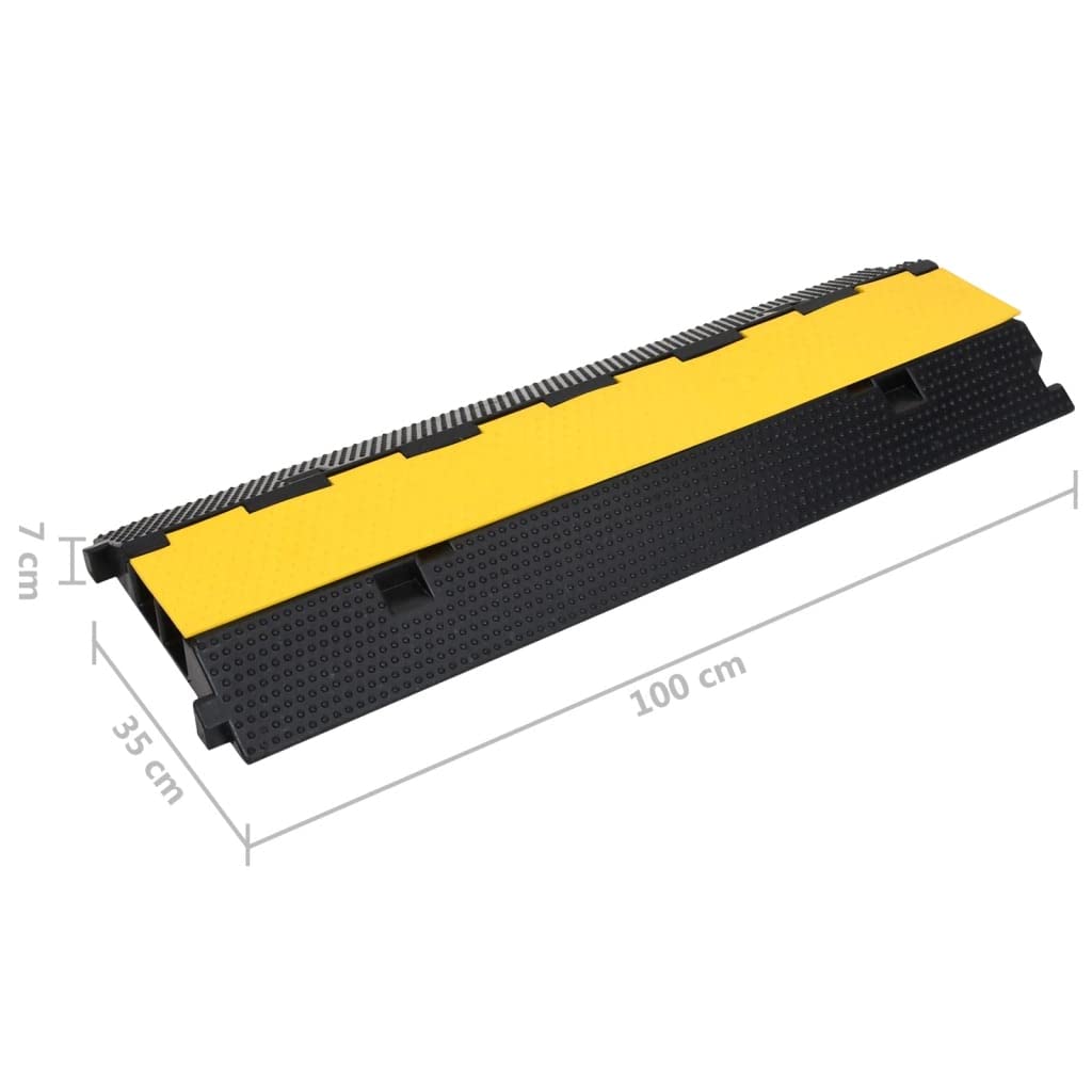 vidaXL Rampas Protectoras de Cables 2 Canales Canaleta Pasacables de Suelo Cubierta Protectora Manguera Tubo Tubería Pista Almacén 2 Piezas 100cm Goma