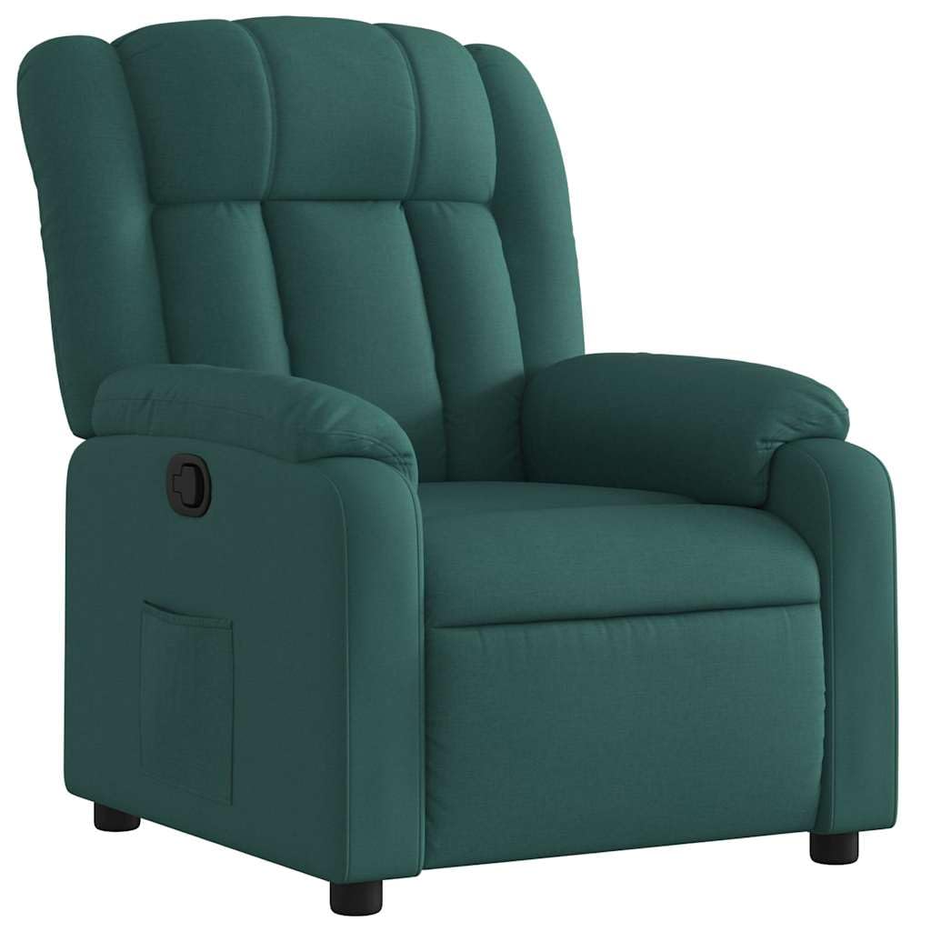 vidaXL Poltrona Reclinabile in Tessuto Verde Scuro, poltrona reclinabile, poltrona elettrica, poltrona singola, poltrona reclinante, poltrona