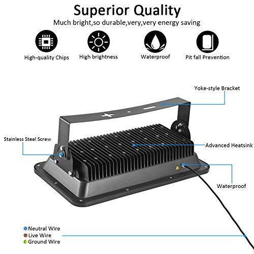 Missbee Super Bright 500W Led Flood Light, 55000Lm Outdoor Landscape Flood Light, Security Light , 2800-3000K, Work For Garage, Garden, Lawn,Yard And Playground (Warm White) #TOP1