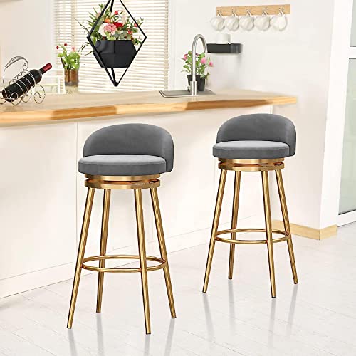 Tabourets de bar pivotants velours dos soulagé assise stable