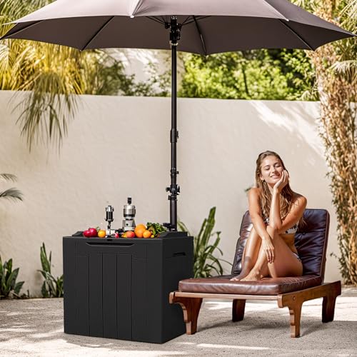 Image of Devoko 31 Gallon Waterproof Outdoor Storage Box Resin Deck Box Lockable and UV Resistant for Patio Furniture,Garden Tools (Black)