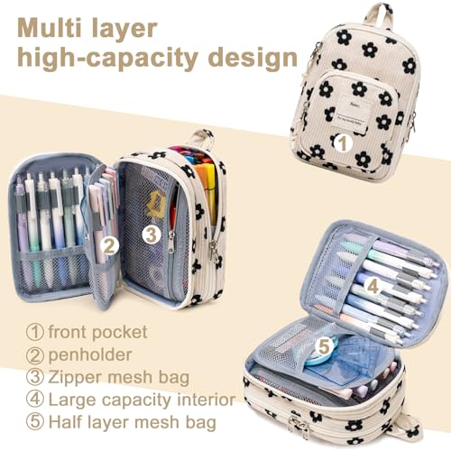 Image of LEDAOU Pencil Case Cute Zipper Pencil Pouch Large Capacity Pencil Bag Organizer School Supplies for Girls Boys Kids