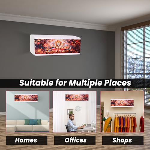 Image of Printed Split Ac Cover Indoor Unit For 1.5 Ton Capacity AC, Inner Unit Ac Cover, All Weather Cover /Attractive Digital Prints /Dustproof /Silken water-resistant Split Ac Cover (Multi Red)