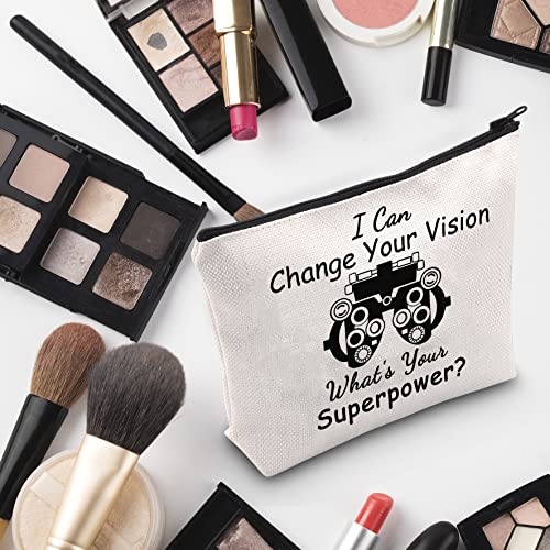 G2Tup Ophthalmologist Gift I Can Change Your Vision Makeup Bag Ophthalmic Assistant Cosmetic Bag Eye Doctor Gift Optometrist Graduation Gift (I Can Change Your Vision White Bag) #TOP4