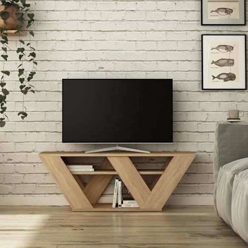Dmora - Mobile porta TV Pegasus, Credenza da soggiorno, Armadio basso per TV, Base parete attrezzata, 110x30h40 cm, Quercia