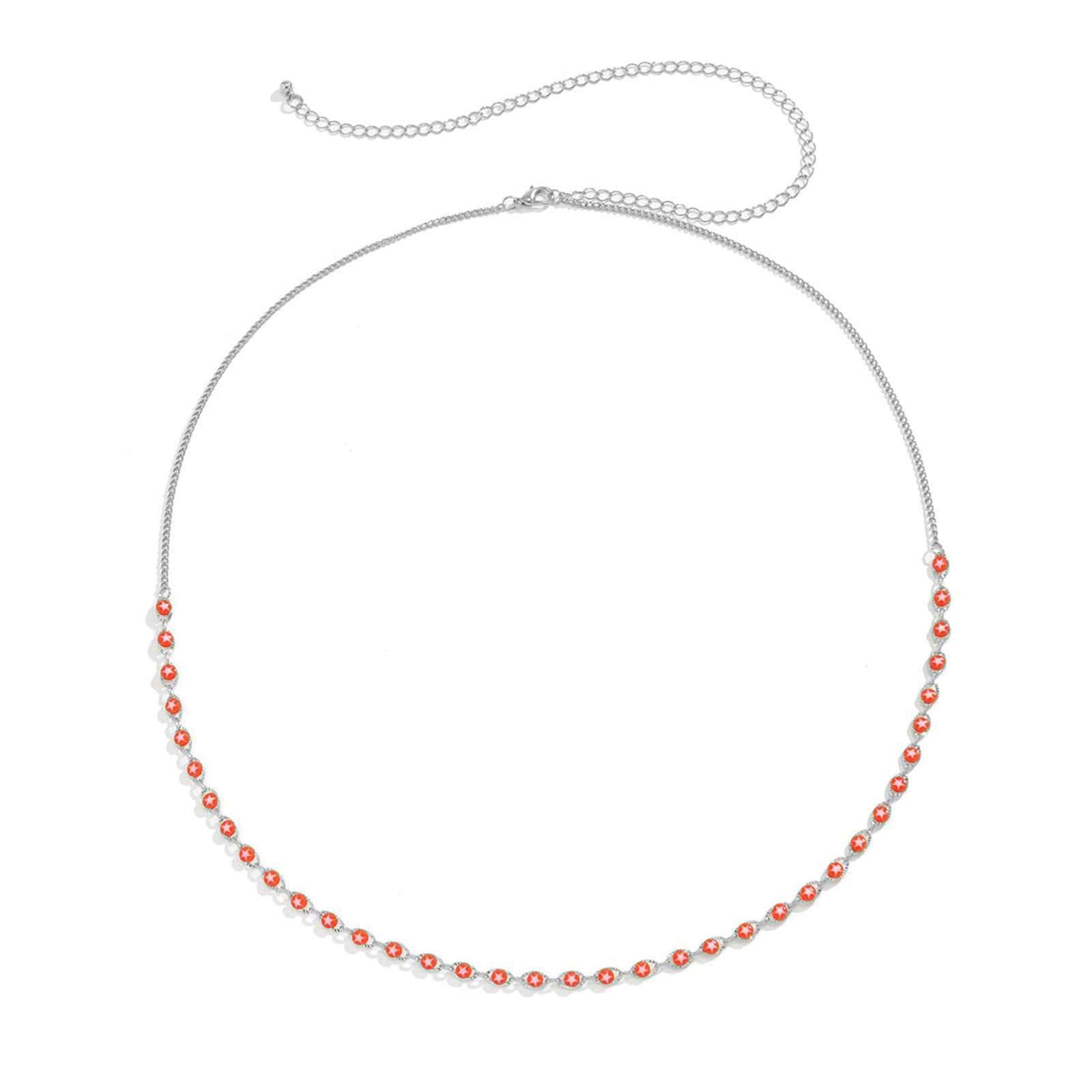 KLXSIVU Waist Chain Jewelry Goud Body For Women With Stars Belly 93cm (red One Size)