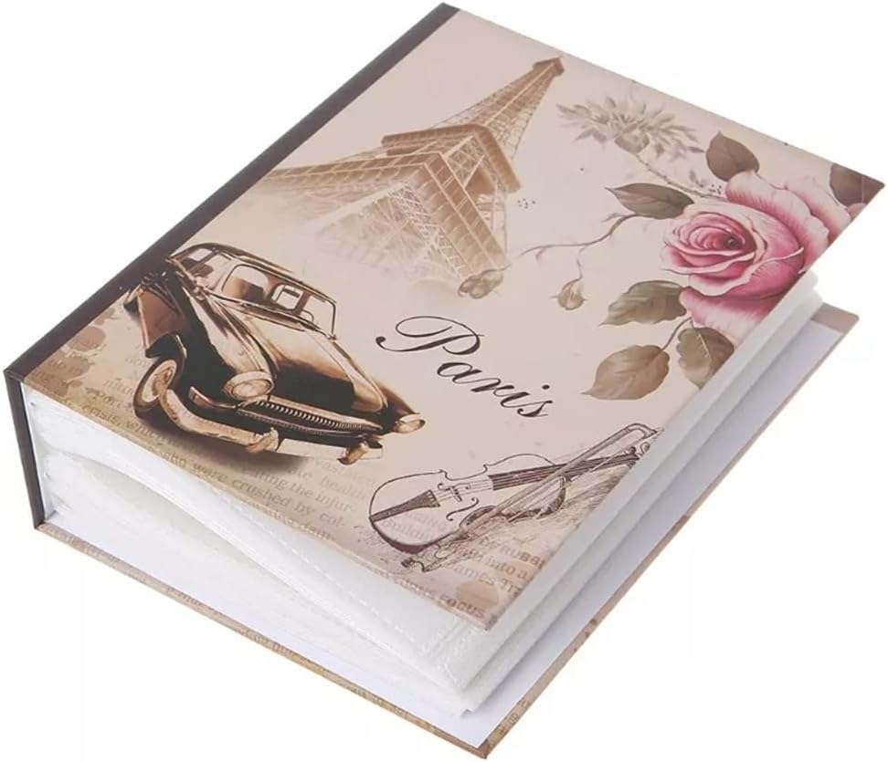 JSEIAJB 100 Pictures Pockets Photo Album Interstitial Photos Book Case Kid Memory(Black)