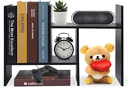 Adjustable Desktop Bookshelf - Wooden Storage Organizer, White Finish, Extendable Design For Office Or Home - View #5