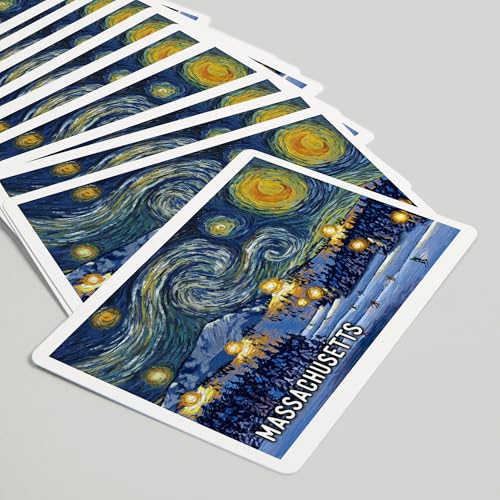 Lantern Press Massachusetts Starry Night Baraja Poker 52 cartas miniatura 5