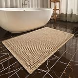 FANGCCC Badezimmermatte Badezimmerteppich rutschfeste Badematte Teppich Bad Vorleger Waschbar Badvorleger Duschvorleger Badmatte Duschteppich Boho Deko Fußmatte Badezimmer Bad Deko braun 50x80cm