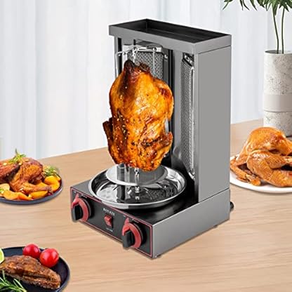 SHZICMY Dönergrill mit Drehbaren Außenspießen, Edelstahl Elektrische Gas Grillmaschine Dönermaschine Tischgrill BBQ Gas Kebab Maschine Gyrosgrill Grillofen 3000W – Bild 4