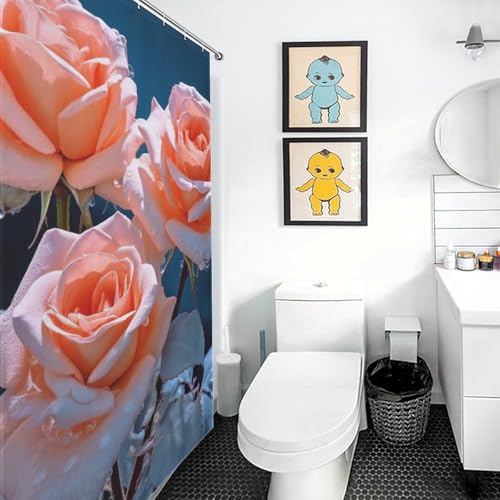 Rideau de douche fleur imperméable en polyester 152x183cm avec 12 anneaux