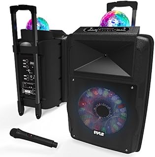 Wireless Portable PA Speaker System - 700 W Battery Powered Rechargeable Sound Speaker and Microphone Set with Bluetooth MP3 USB Micro SD FM Radio AUX 1/4