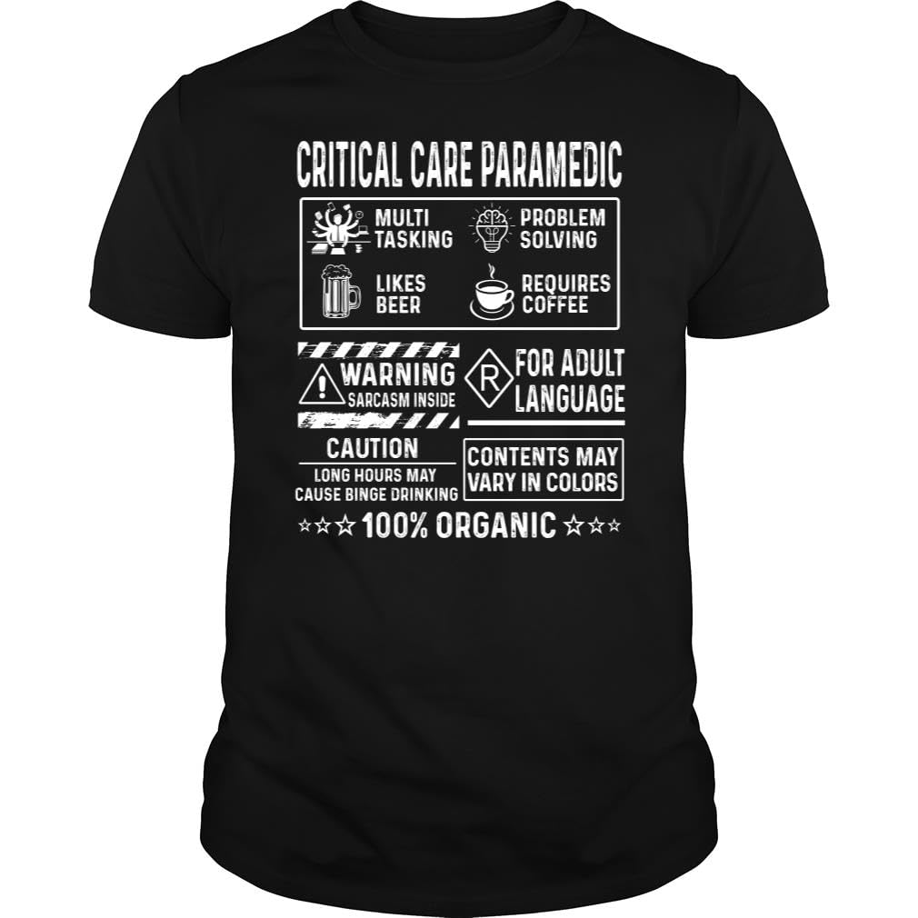 Critical Care Paramedic Multitasking Problem Solving Job Title - Unisex Tee Black