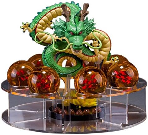 Mysika Acrylic Dragon Ball Set Shenron Action Figure Statue with 7pcs 3.5cm Balls and Stand