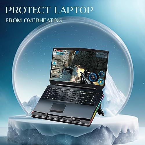 CLAW Iceberg F4 RGB Laptop Cooling Pad with 8 Motor Fans, 7 Adjustable Height with LCD Screen | Black - Image 2