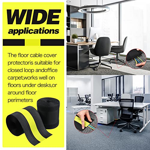 Image of WILLBOND Carpet Cord Cover Cable Protector Floor Cover Cable Protector Management Only for Commercial Office Carpet(19.69 ft,Black and Yellow)