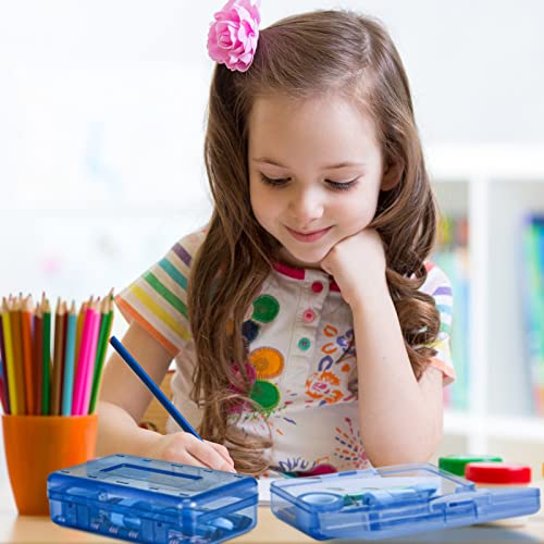Image of Fainne 24 Pack Clear Plastic Pencil Box,Blue | Stackable Organizer for School Supplies, Large Case for Crayons Markers, Snap-lid Keeps Stationery Secure, Bulk Set