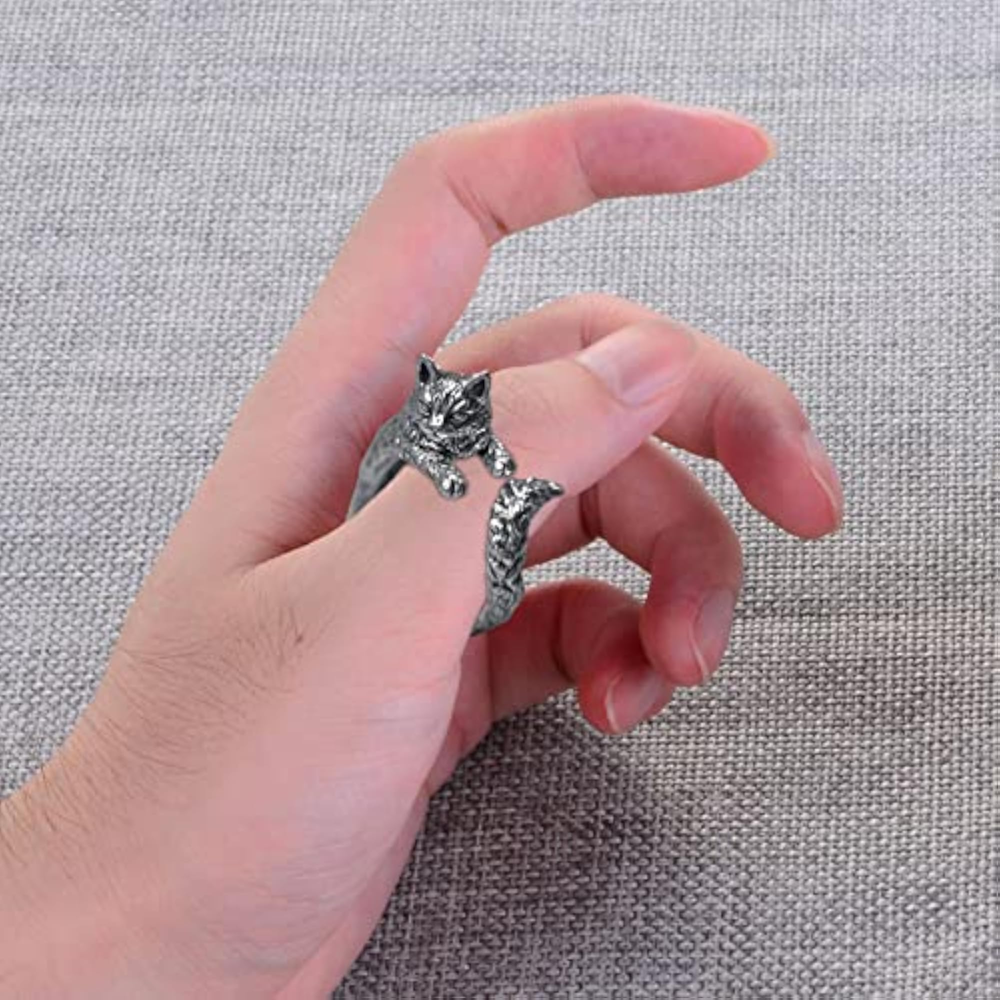 Unisex Cat Shape Opening Ring, Gothic Design
