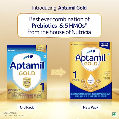 Image of Aptamil Gold Infant Formula Milk Powder for Babies - Stage 1 (Upto 6 Months) - with HMO (2-FL), Prebiotics and DHA - 1.2 kgs - Large Pack