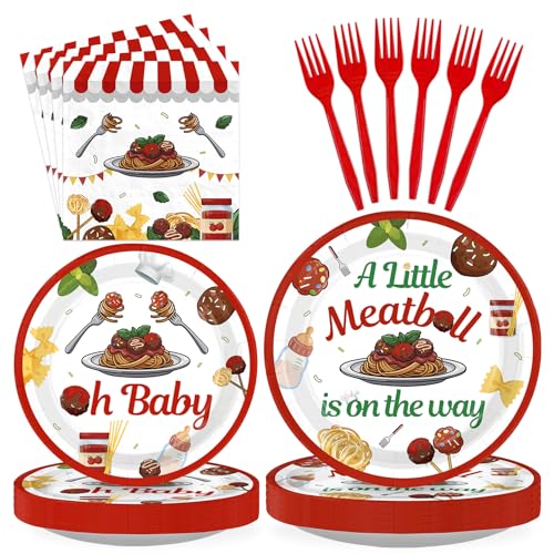96Pcs A Little Meatball is on the Way Party Decorations