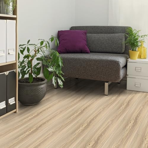 Image of Peel and Stick Floor Tile, 70 PCS, Peel and Stick Flooring Waterproof and Easy to Clean, Natural Wood Grain Look Vinyl Flooring, Self Adhesive and Removable for Bathroom Kitchen (36x6inch)
