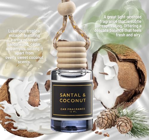 Image of Santal & Coconut - A Fragrant Whisper of Opulent Tropical Serenity! - Luxury Car Hanging Diffuser - Long Lasting Car Freshener - Lasts up to 60 days | A+ Scents