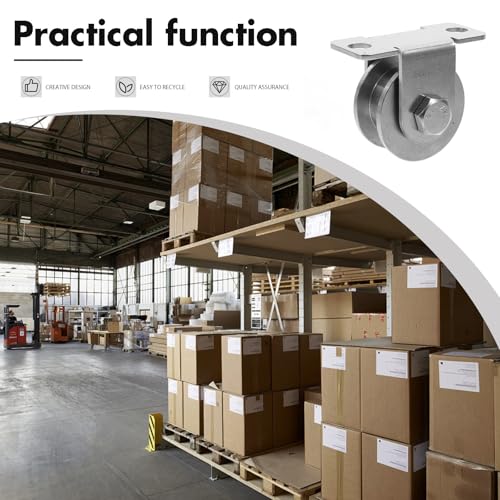 2 poleas de acero inoxidable para montaje en pared H-pe con rodamientos integrados, polea de cable de elevación para uso industrial, herrajes para puerta corredera, color plateado h