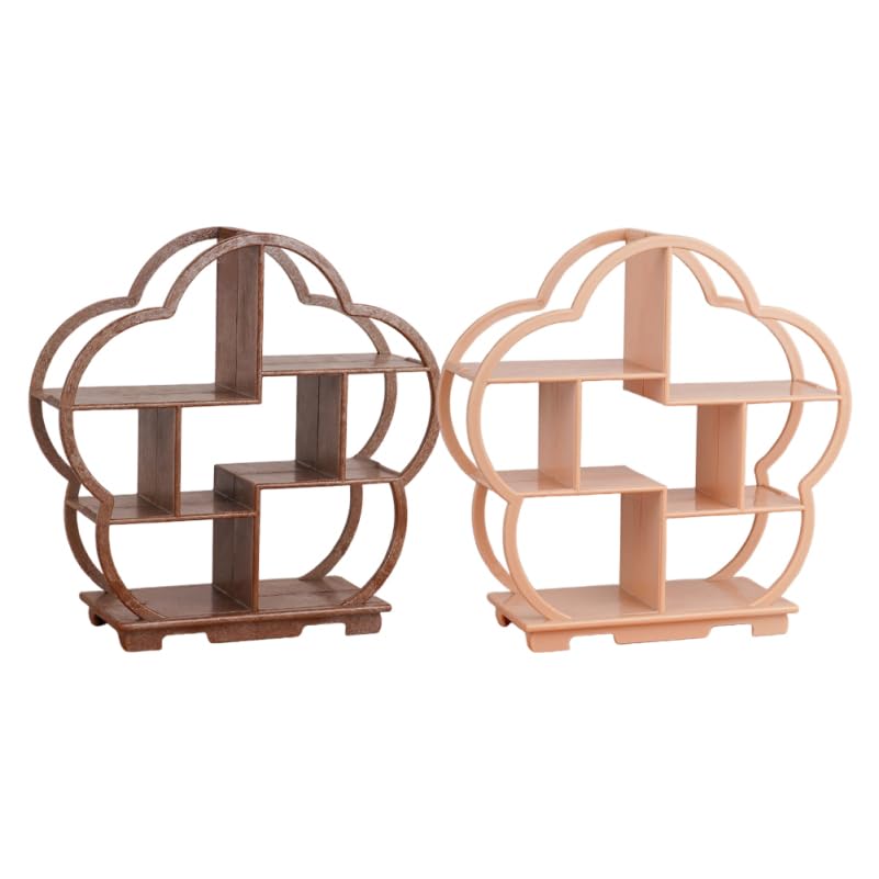 Yardwe Miniature Dollhouse Accessories Bo Gu Shelf Model 2 Pieces Plastic Storage Rack 6.18X6.10X2.16In for Mini House Bookshelf Display and